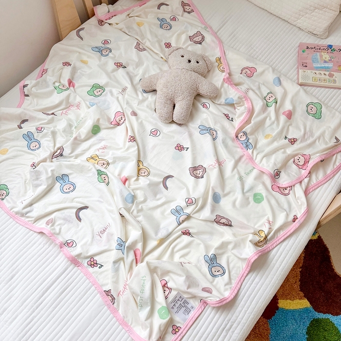 91家纺网 家纺一手货源 找家纺 嗨生活 2025新款婴儿裸睡级凉感针织毯幼儿园夏被儿童夏被毯子 可爱萌趣