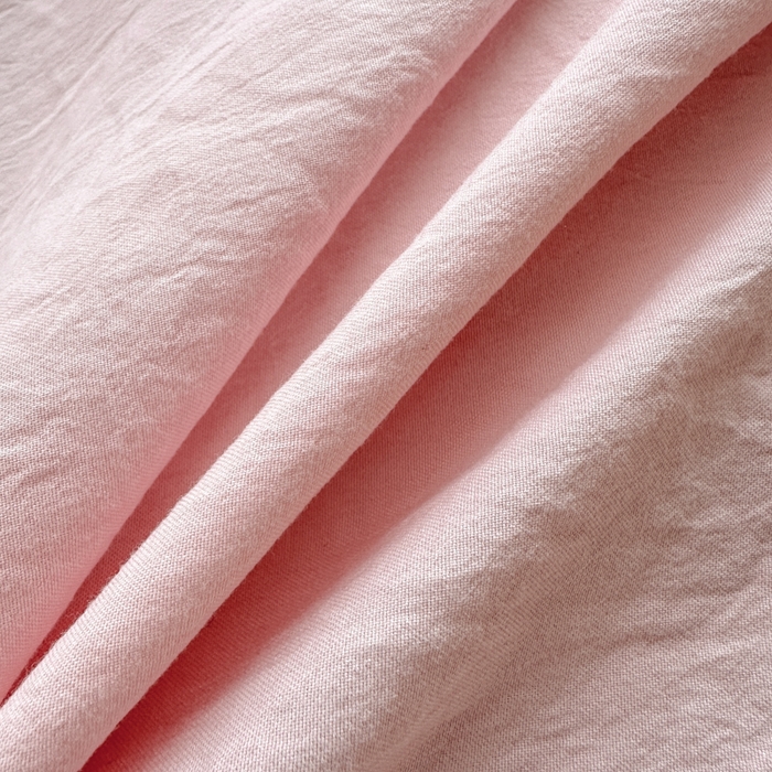 91家纺网 家纺一手货源 找家纺 冕悠家纺 2025新款A类105克超柔褶皱水洗棉拼色四件套 樱花粉+岩灰