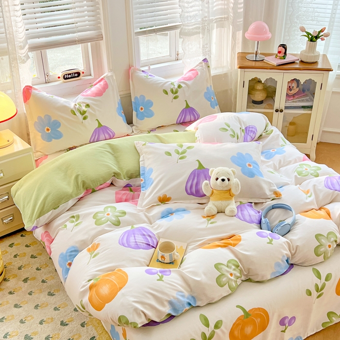 91家纺网 家纺一手货源 找家纺 世爵 2025新款全棉印花小清新单品系列-单被套 南瓜派