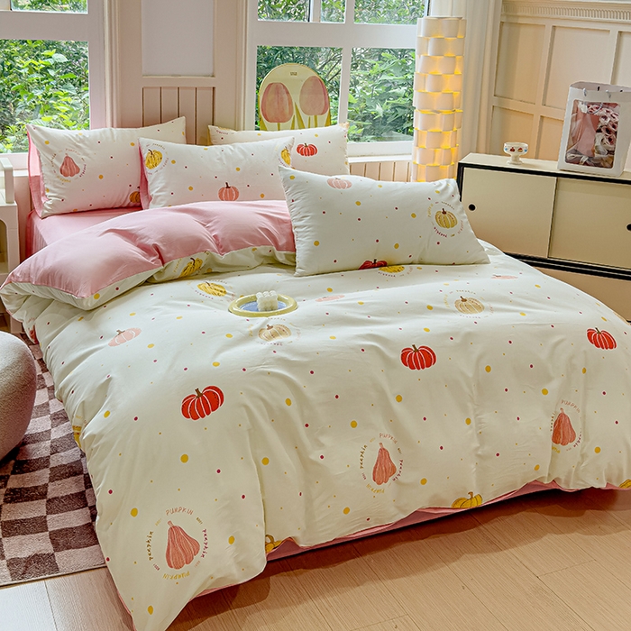 91家纺网 家纺一手货源 找家纺 澳梵家居 2025新款小清新全棉印花四件套 万事不楠