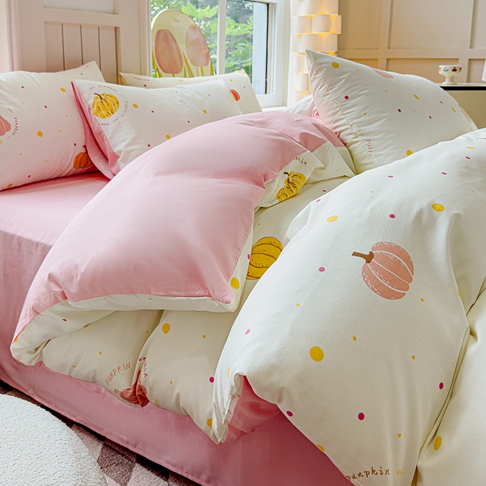 91家纺网 家纺一手货源 找家纺 澳梵家居 2025新款小清新全棉印花四件套 万事不楠