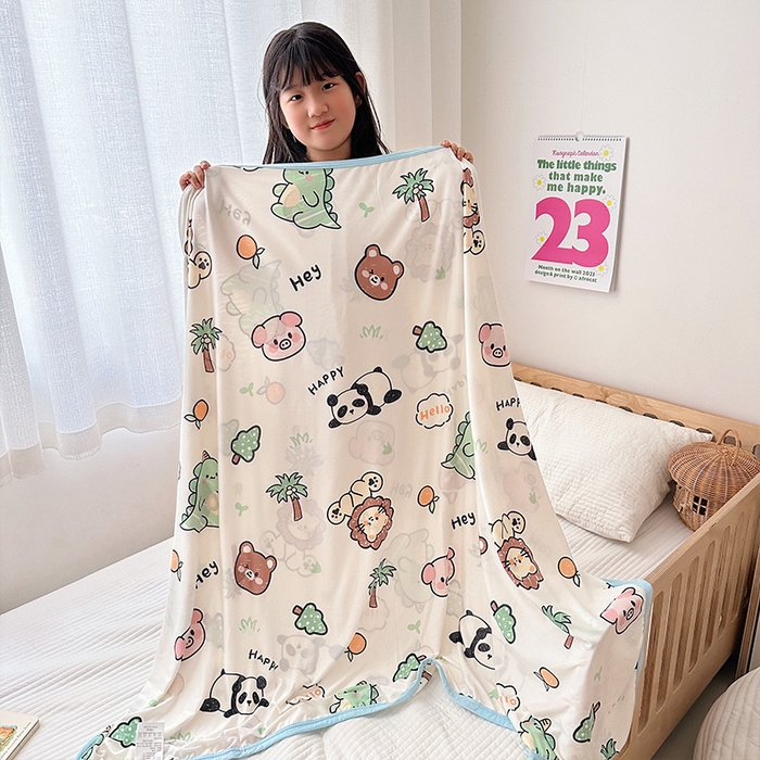 91家纺网 家纺一手货源 找家纺 嗨生活 2025新款婴儿裸睡级凉感针织毯幼儿园夏被儿童夏被毯子 动物集