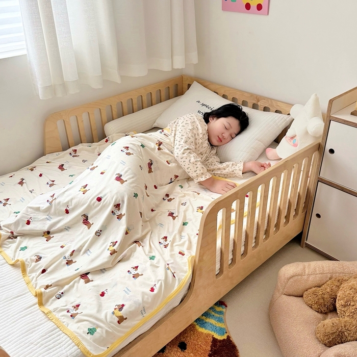 91家纺网 家纺一手货源 找家纺 嗨生活 2025新款婴儿裸睡级凉感针织毯幼儿园夏被儿童夏被毯子 腊肠狗