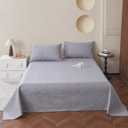 绒艺席业 2025新款简约原棉印花老粗布床单 灰原