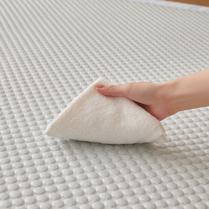 91家纺网 家纺一手货源 找家纺 2025新款包边工艺凉感冰藤地铺睡垫系列凉席地垫 凉豆豆蓝