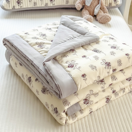 慕木 2025春夏新款双层纱针织棉夏被夏凉被空调被 月光玫瑰