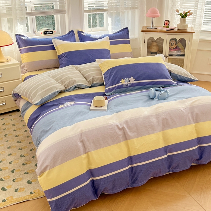 91家纺网 家纺一手货源 找家纺 世爵 2025新款全棉印花小清新套件系列-四件套 时光序曲