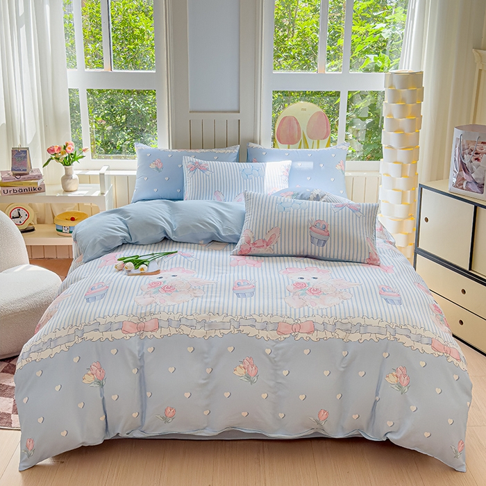 91家纺网 家纺一手货源 找家纺 澳梵家居 2025新款小清新全棉印花四件套 浪漫时光