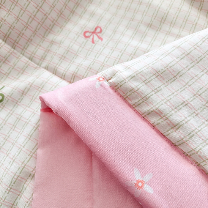 91家纺网 家纺一手货源 找家纺 瑜珠 2025新款A类双面全棉印花夏被夏凉被纯棉空调被 友谊结粉