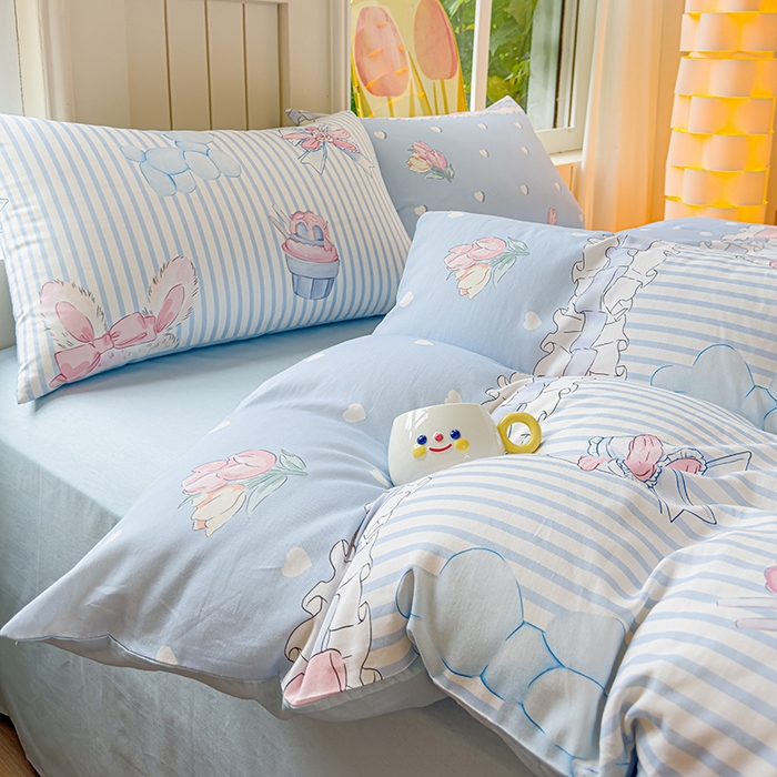 91家纺网 家纺一手货源 找家纺 澳梵家居 2025新款小清新全棉印花四件套 浪漫时光