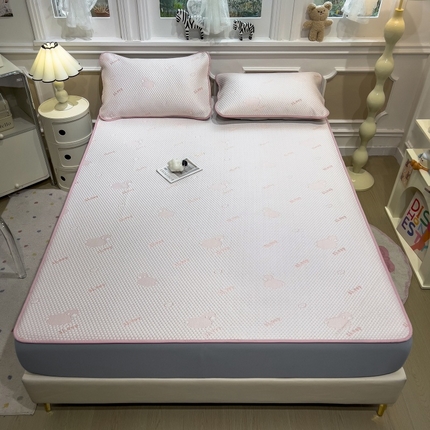 孩子王家纺 2025新款冰丝席提花冰豆豆床单床笠-sheep系列 sheep sheep-粉床笠