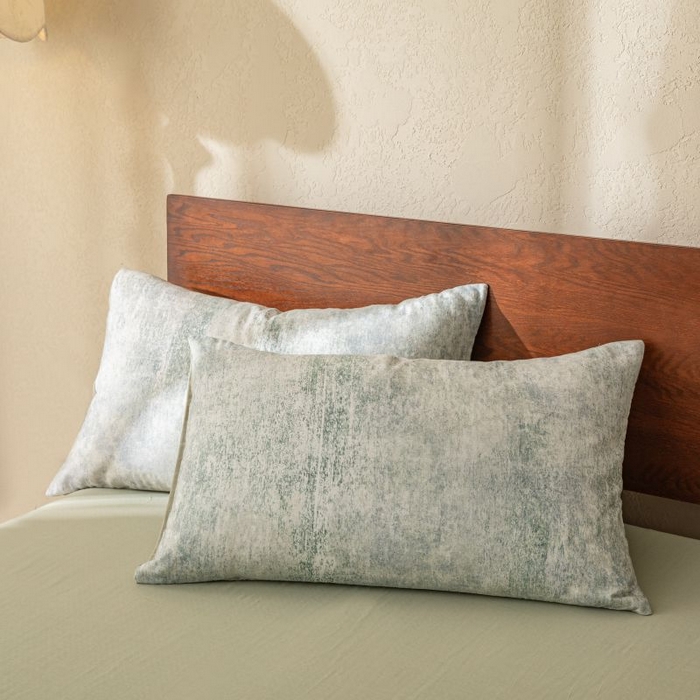 91家纺网 家纺一手货源 找家纺 2025新款40s全棉双层纱圆角吊边款四件套 浮生-灰绿