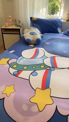 91家纺网 家纺一手货源 找家纺 博雅 2025新款纯棉宇航员四件套 星际宇航员