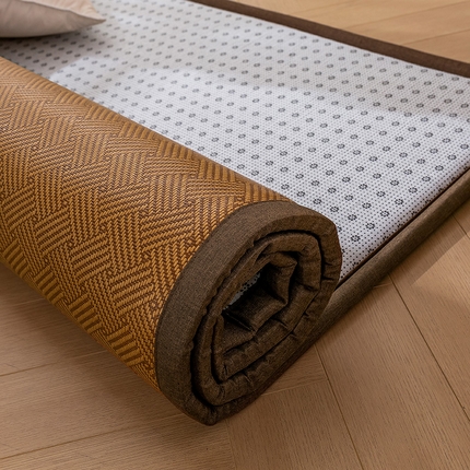 2025新款包边工艺凉感冰藤地铺睡垫系列凉席地垫 饼干花