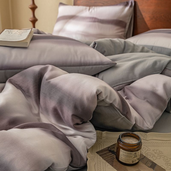 91家纺网 家纺一手货源 找家纺 2025新款40s全棉双层纱圆角吊边款四件套 流年-咖