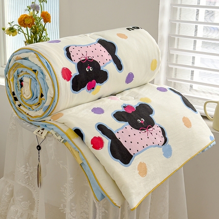 星巴k家纺 2025新款A类水洗双层纱大豆纤维夏被夏凉被空调被 波点小狗