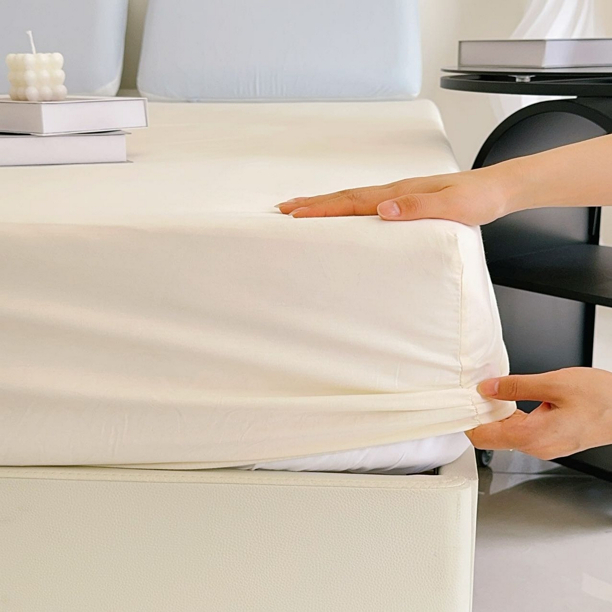 91家纺网 家纺一手货源 找家纺 兜米家居 2025新款纯色全棉床笠 生椰姜茶