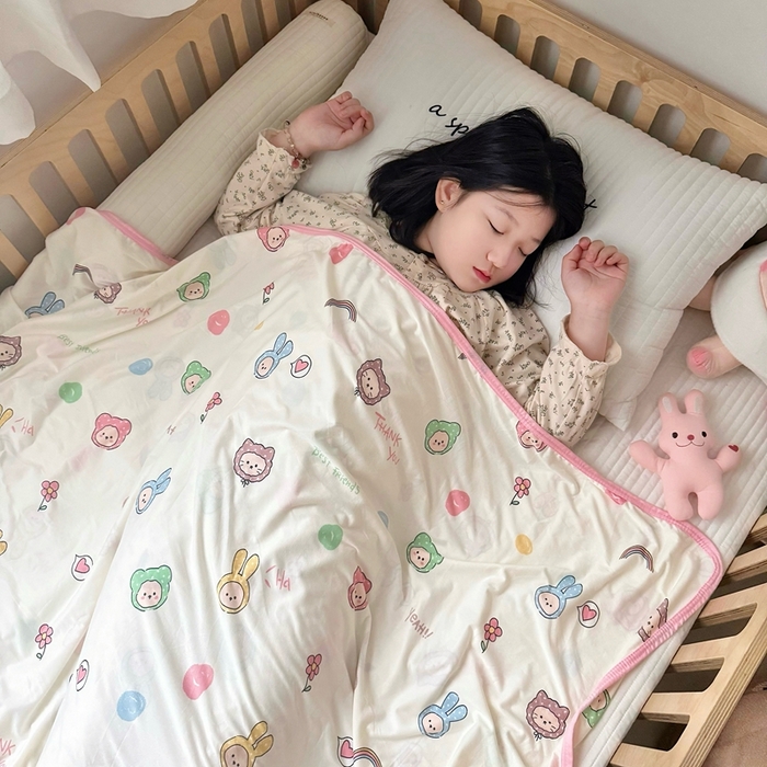 91家纺网 家纺一手货源 找家纺 嗨生活 2025新款婴儿裸睡级凉感针织毯幼儿园夏被儿童夏被毯子 可爱萌趣