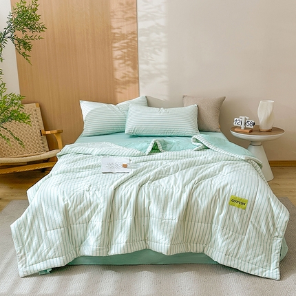 91家纺网 家纺一手货源 找家纺 （总）熙宴家纺 2025新款全棉色织水洗棉棉花夏被四件套