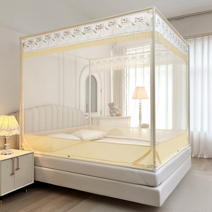 91家纺网 家纺一手货源 找家纺 （总）2025新款双层花边全包围床笠款三开门蚊帐-幽梦星辰