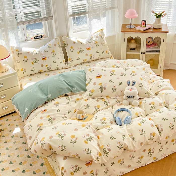 91家纺网 家纺一手货源 找家纺 （总）世爵 2025新款全棉印花小清新套件系列-四件套