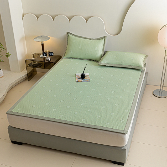 91家纺网 家纺一手货源 找家纺 阿亮家居 2025新款凉席凉豆豆软席床席款 心相印-梵克绿