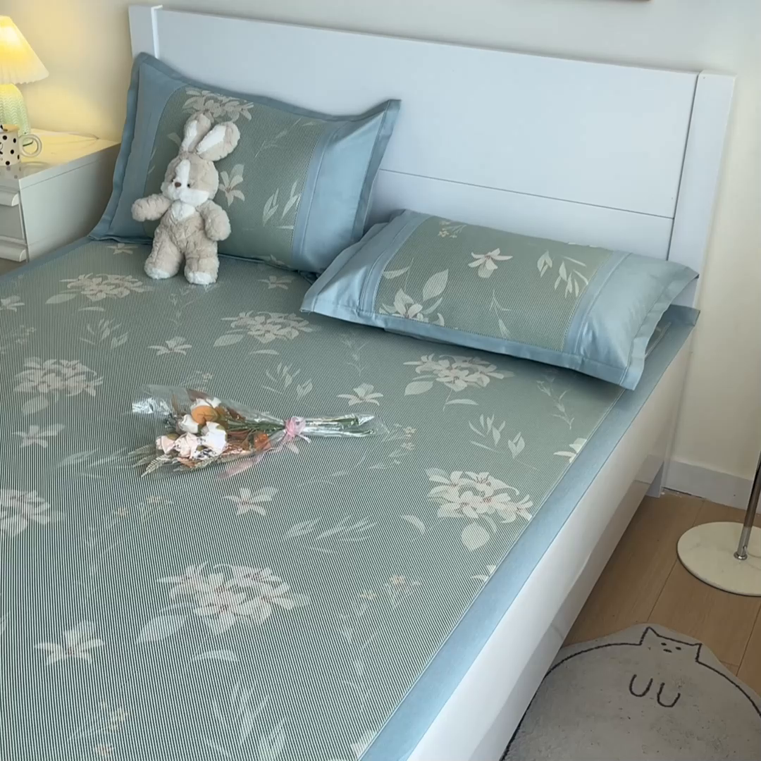 91家纺网 家纺一手货源 找家纺 阿亮家居 2025新款印花冰藤席系列 百合1