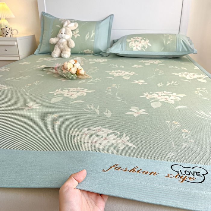 91家纺网 家纺一手货源 找家纺 阿亮家居 2025新款印花冰藤席系列 百合1