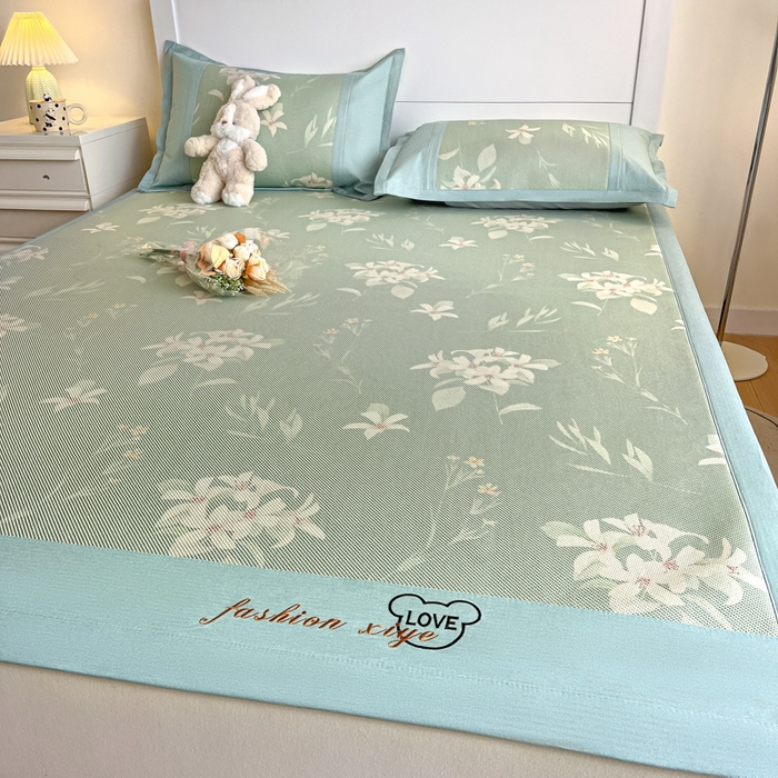 91家纺网 家纺一手货源 找家纺 阿亮家居 2025新款印花冰藤席系列 百合1