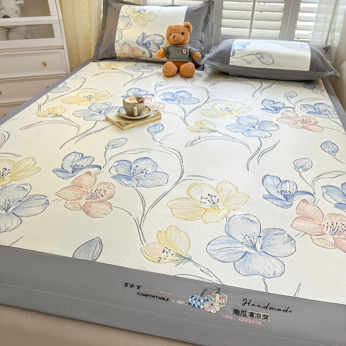 91家纺网 家纺一手货源 找家纺 阿亮家居 2025新款印花冰藤席系列 百合2