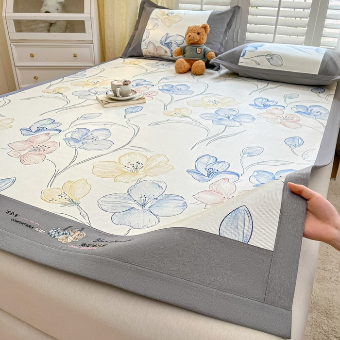 91家纺网 家纺一手货源 找家纺 阿亮家居 2025新款印花冰藤席系列 百合2