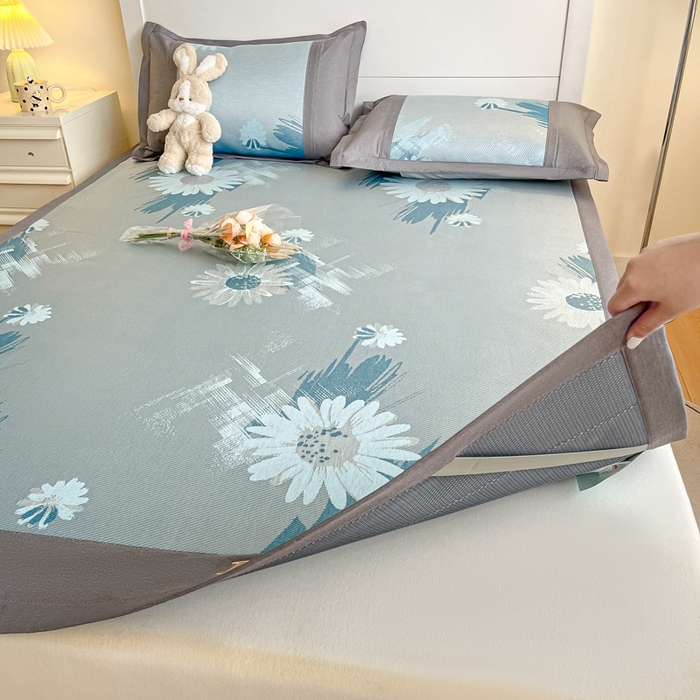 91家纺网 家纺一手货源 找家纺 阿亮家居 2025新款印花冰藤席系列 雏菊