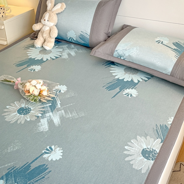 91家纺网 家纺一手货源 找家纺 阿亮家居 2025新款印花冰藤席系列 雏菊