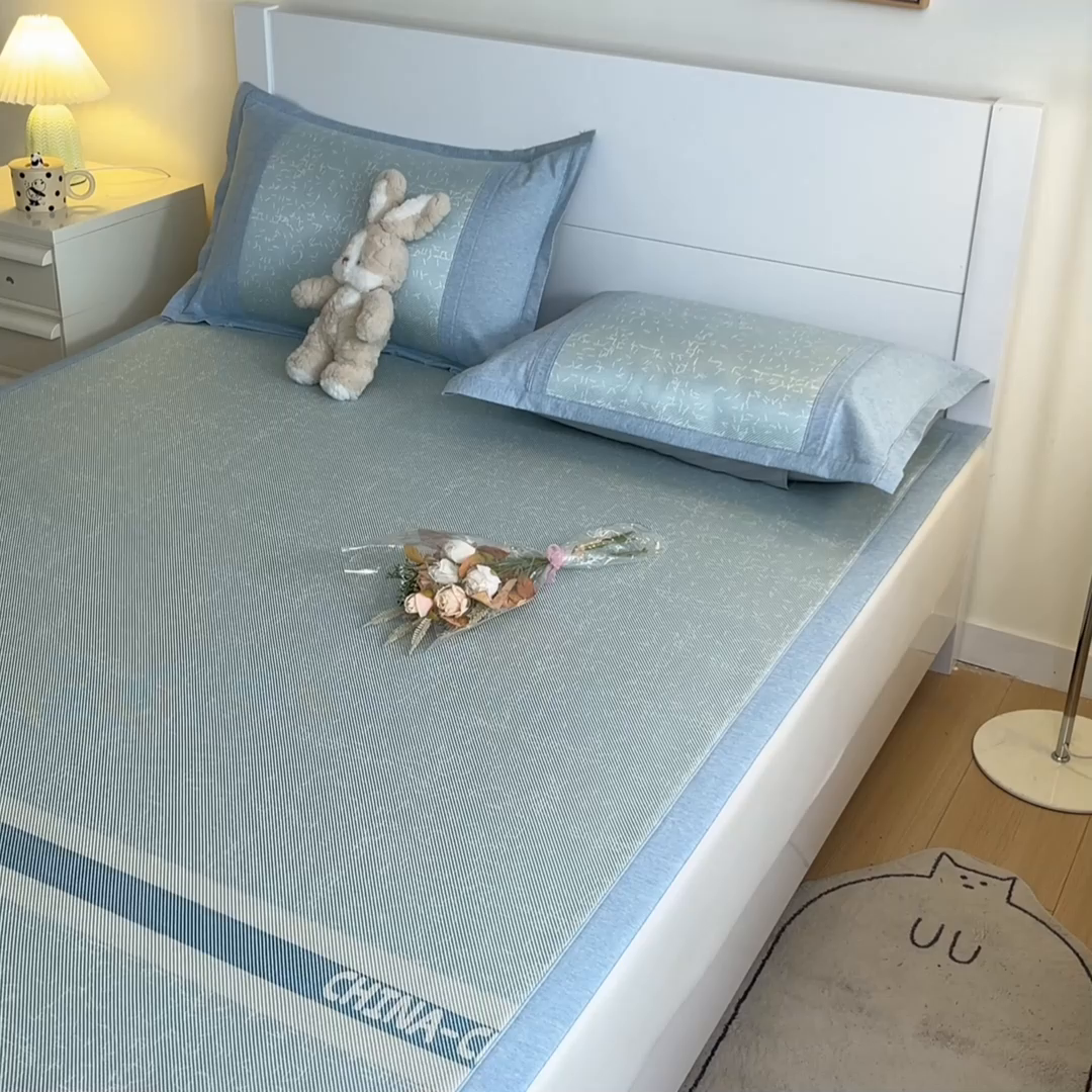 91家纺网 家纺一手货源 找家纺 阿亮家居 2025新款印花冰藤席系列 瑰丽