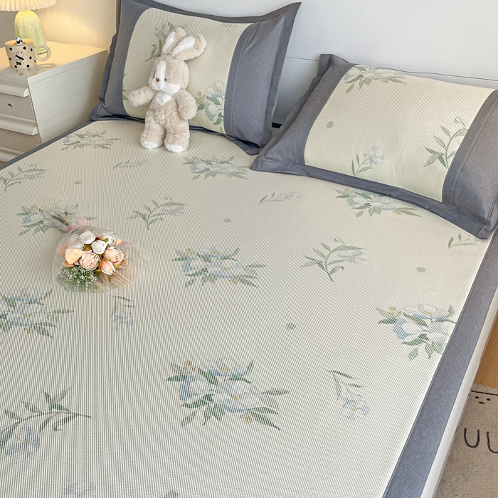 91家纺网 家纺一手货源 找家纺 阿亮家居 2025新款印花冰藤席系列 花韵