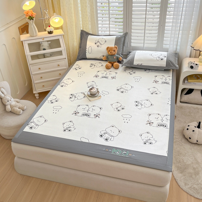 阿亮家居 2025新款印花冰藤席系列 快乐熊