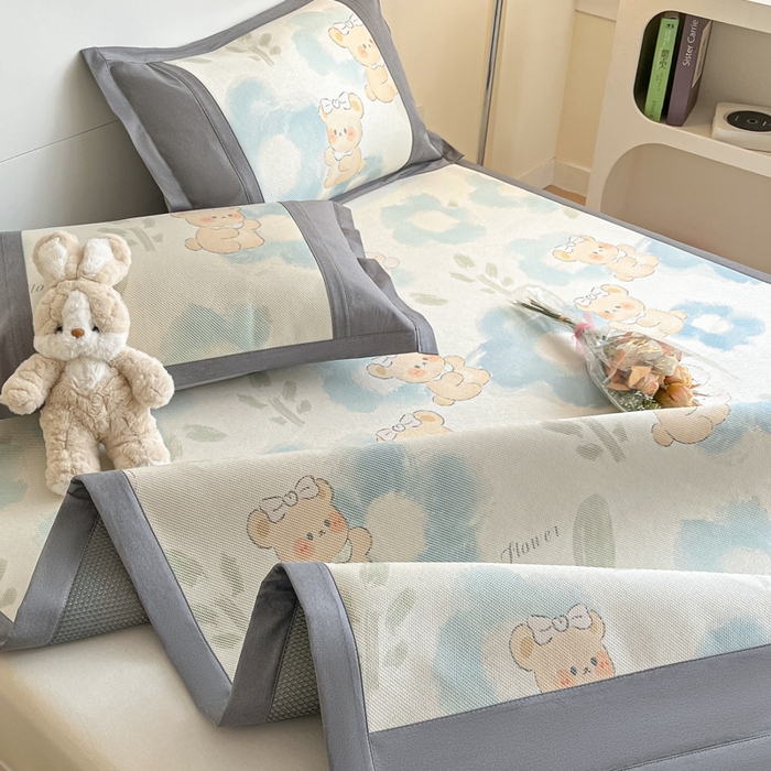 91家纺网 家纺一手货源 找家纺 阿亮家居 2025新款印花冰藤席系列 萌组合