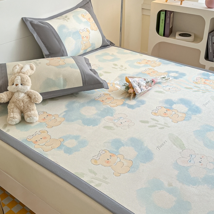 91家纺网 家纺一手货源 找家纺 阿亮家居 2025新款印花冰藤席系列 萌组合