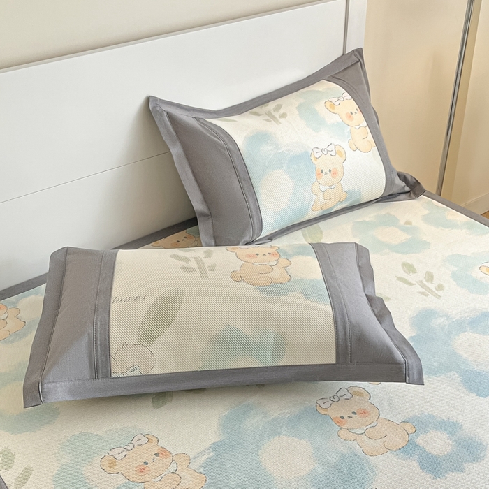 91家纺网 家纺一手货源 找家纺 阿亮家居 2025新款印花冰藤席系列 萌组合