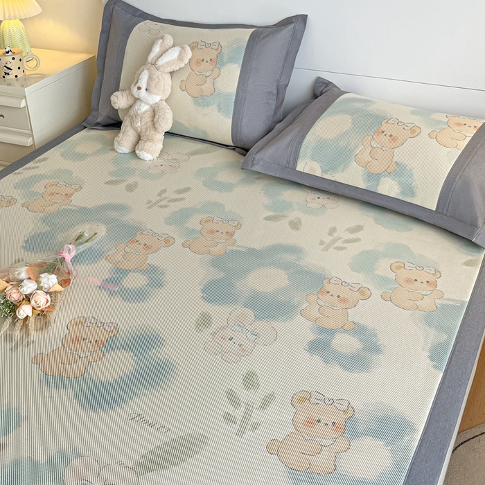 91家纺网 家纺一手货源 找家纺 阿亮家居 2025新款印花冰藤席系列 萌组合