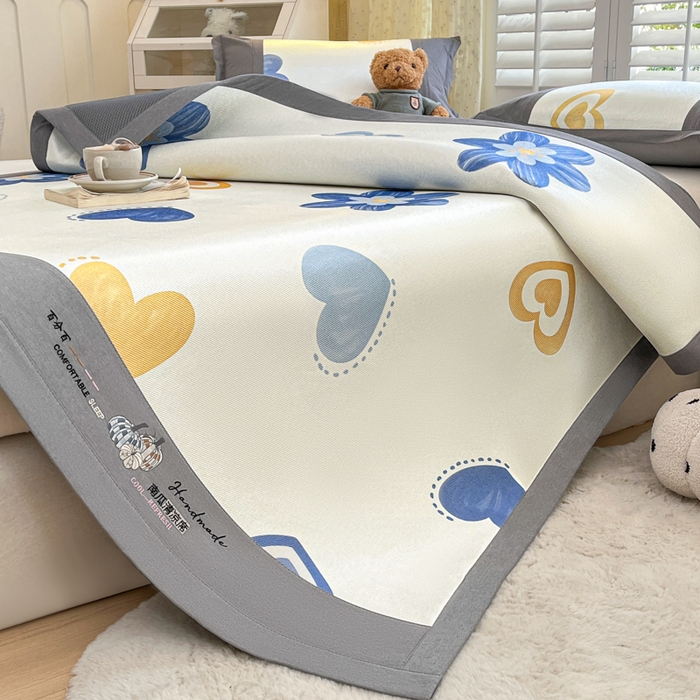 91家纺网 家纺一手货源 找家纺 阿亮家居 2025新款印花冰藤席系列 小兰花