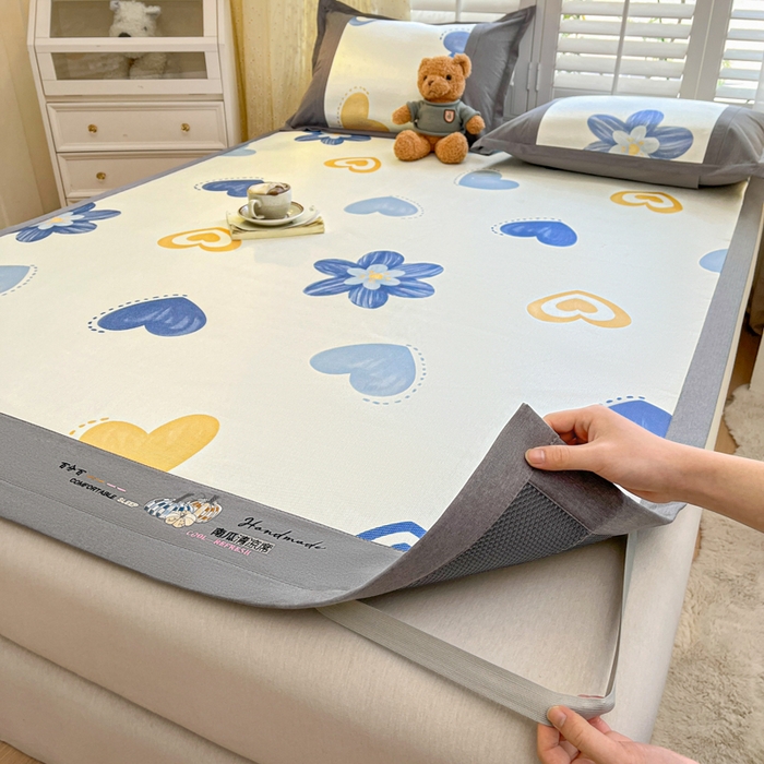 91家纺网 家纺一手货源 找家纺 阿亮家居 2025新款印花冰藤席系列 小兰花