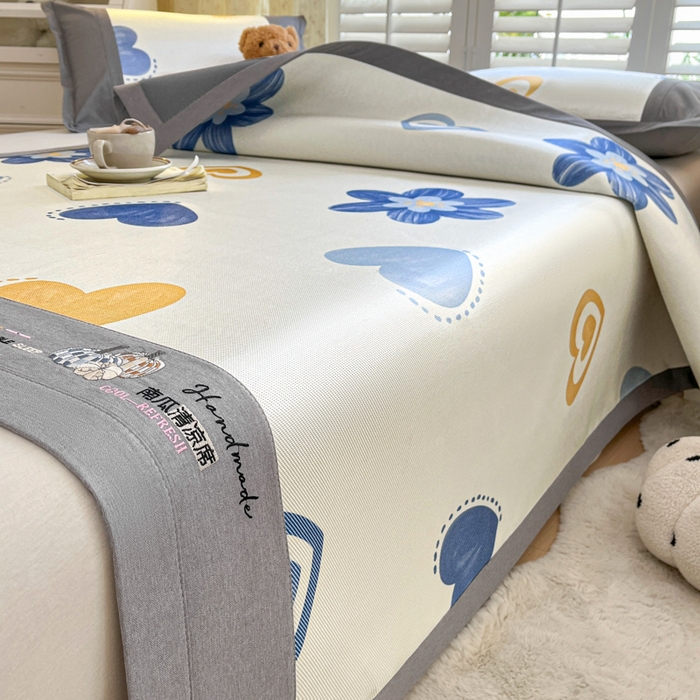 91家纺网 家纺一手货源 找家纺 阿亮家居 2025新款印花冰藤席系列 小兰花