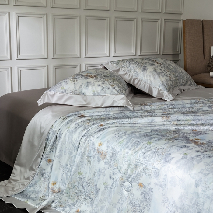 91家纺网 家纺一手货源 找家纺 傲蕾良品 2025新款水光锦冰柔印花夏被 银雪草