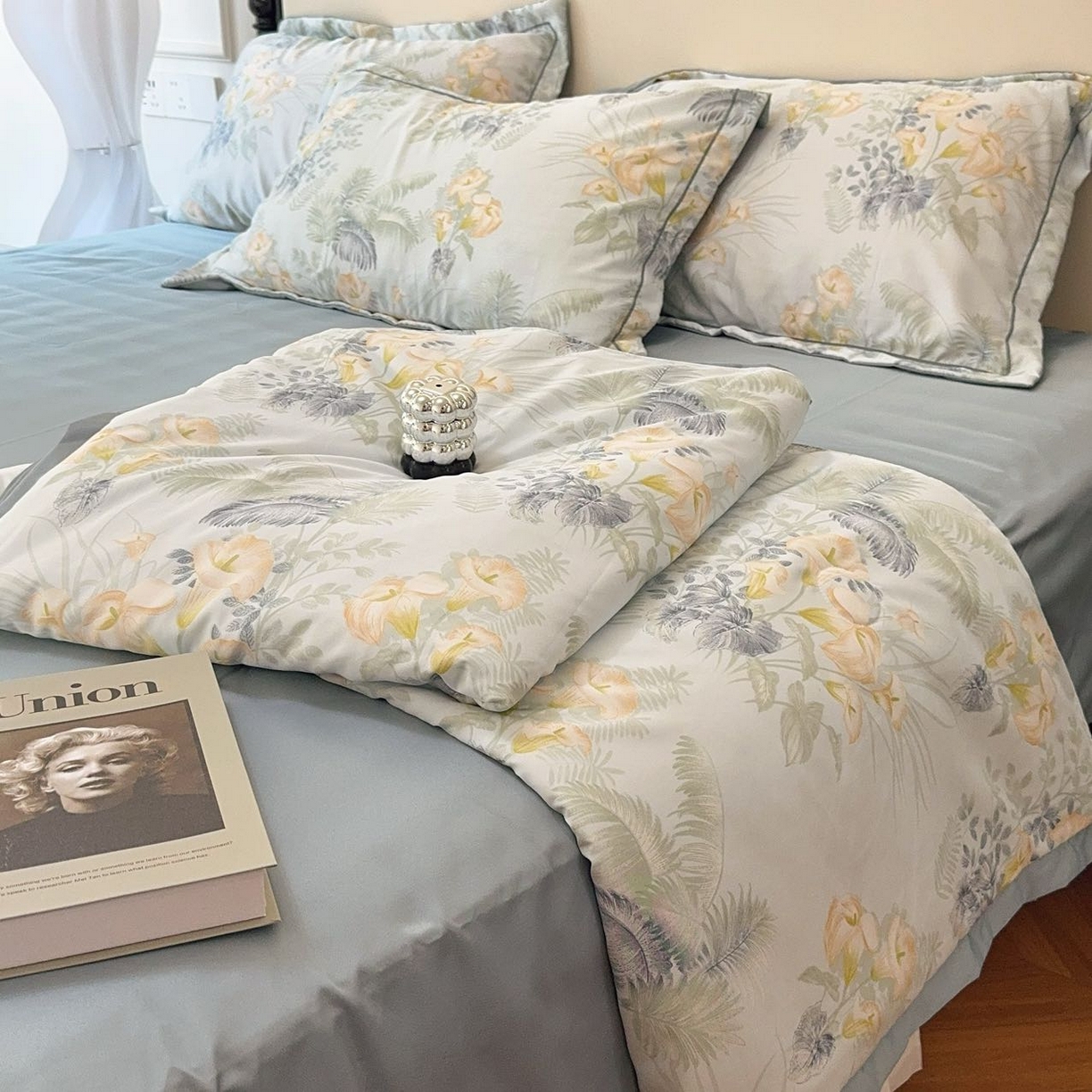 91家纺网 家纺一手货源 找家纺 兜米家居 2025新款水洗天丝夏被四件套 江南春色