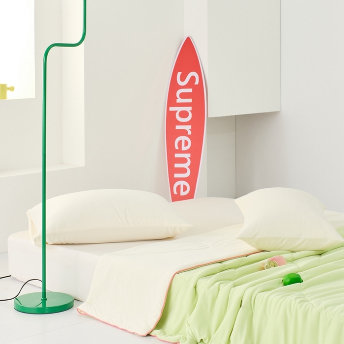 91家纺网 家纺一手货源 找家纺 LADYCOCO可可家居 2025新款多巴胺色系凉感夏被 萌芽（浅绿+牙白）