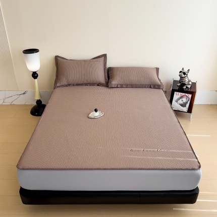 孩子王家纺 2025新款冰丝席提花冰豆豆床单床笠-暮野系列 暮野-时尚咖床笠