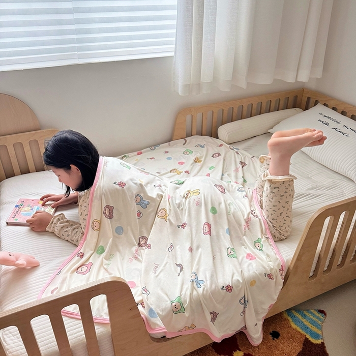 91家纺网 家纺一手货源 找家纺 嗨生活 2025新款婴儿裸睡级凉感针织毯幼儿园夏被儿童夏被毯子 可爱萌趣