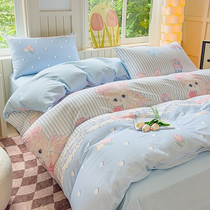 91家纺网 家纺一手货源 找家纺 澳梵家居 2025新款小清新全棉印花四件套 浪漫时光