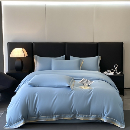 金阳光家纺 2025新款莱赛尔天丝刺绣四件套 黛蓝
